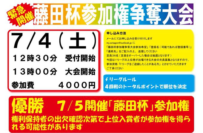 渋谷 [麻雀オクタゴン]　2020/07/04(土)「藤田杯参加権争奪大会」