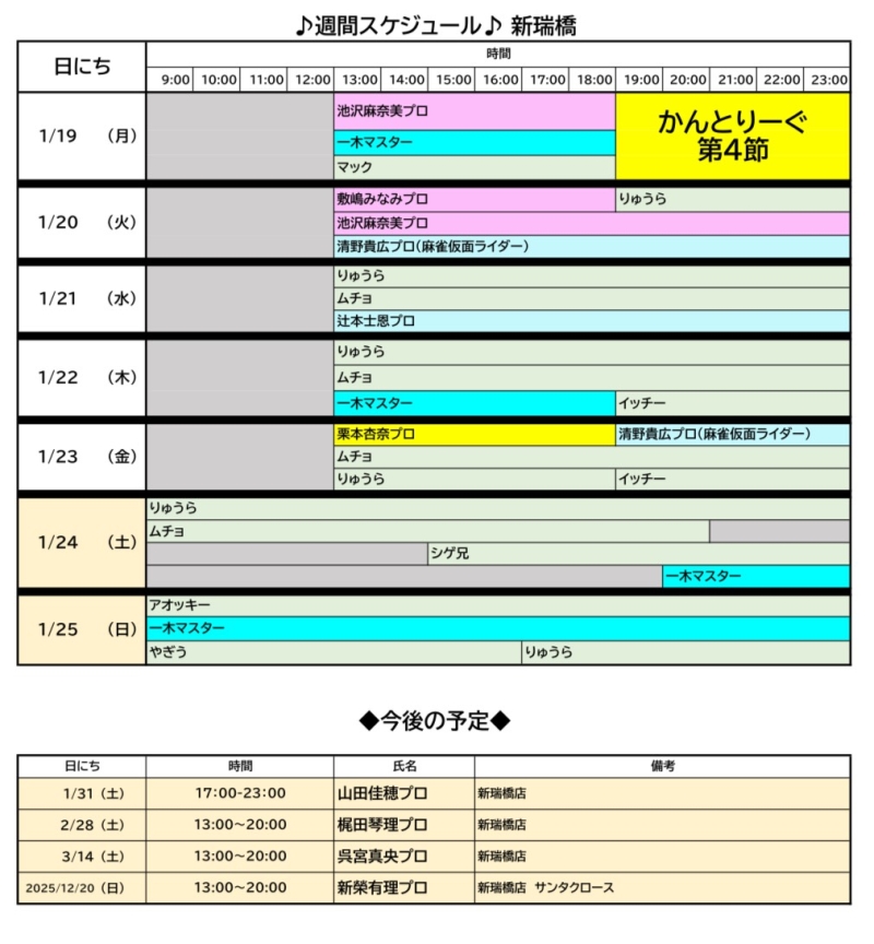 雀荘 麻雀cafeかんとりー 名古屋新瑞橋店のお知らせ写真